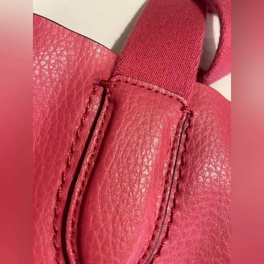 Coach Derby Tote F58660 Strawberry Red Pebbled Leather Large Shoulder Bag - Picture 9 of 14